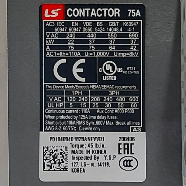 Contactor METASOL LS 75A 220V AC - Ingecom Eléctricos SAS