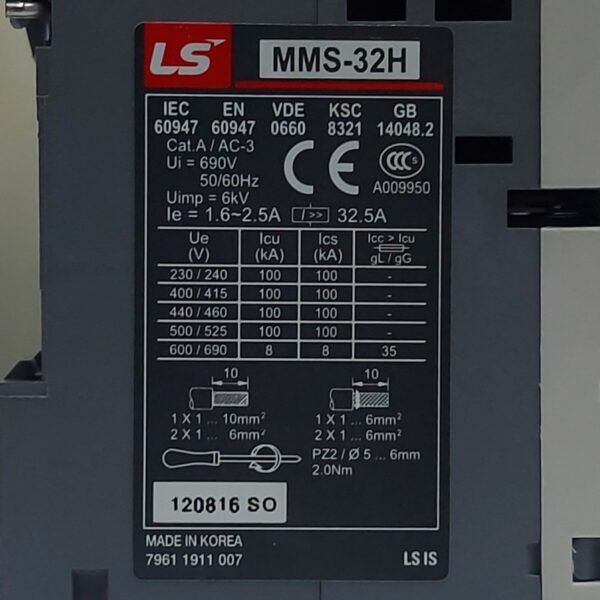 Guardamotor LS MMS-32H (1,6-2.5A) Tipo Giratorio - Ingecom Eléctricos SAS