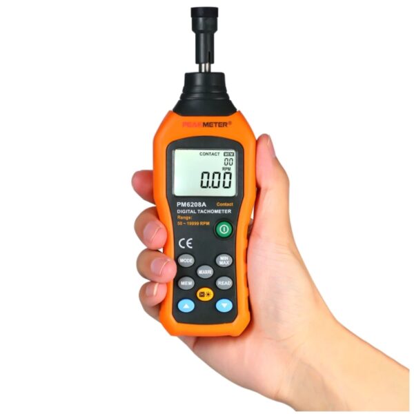 Tacómetro Digital de Contacto | Rango 50-19999 rpm - PeakMeter - Ingecom Eléctricos SAS