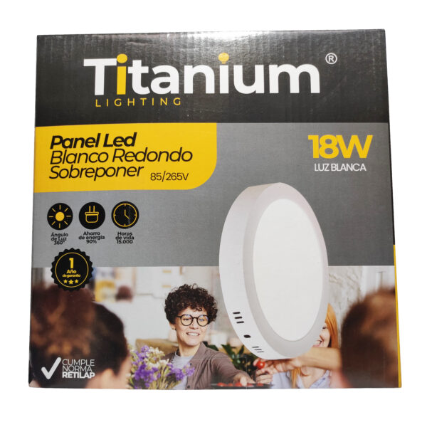 PANEL LED 18W REDONDO SOBREPONER TITANIUM