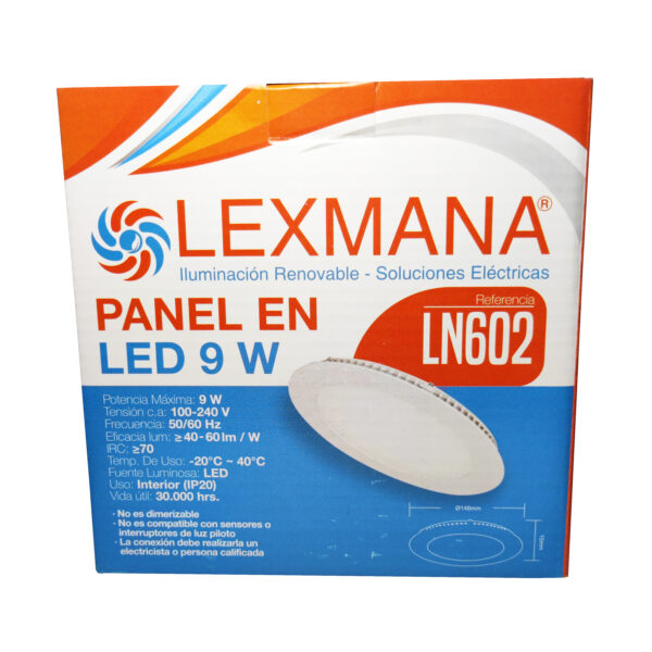 PANEL LED 9W REDONDO DE INCRUSTAR LEXMANA