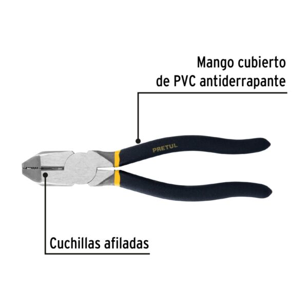 Alicate de Electricista Pesado Cabeza Cuadrada 8" PRETUL