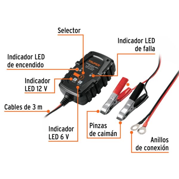 Mini cargador de baterias 6-12V 1A TRUPER