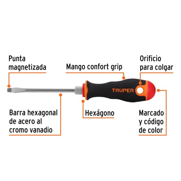 Destornillador Punta Pala 3/16 x 4" TRUPER