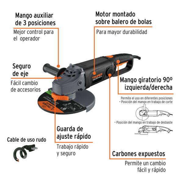 Pulidora Angular Industrial 2.100W TRUPER EXPERT