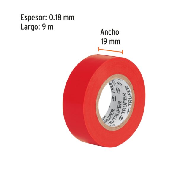 Cinta de Aislar Rojo 9m TRUPER