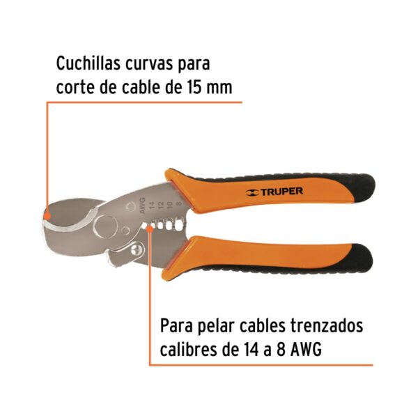 Alicate Pelacable y Corta Cable 14-8AWG 7" TRUPER