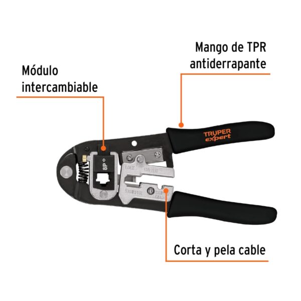 Alicate Ponchadora Modulos Intercambiables 8" TRUPER