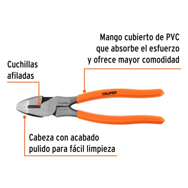 Alicate de Electricista Alta Palanca 8" TRUPER